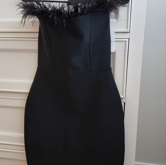 Black cocktail dress with feathers - Picture 6 of 6